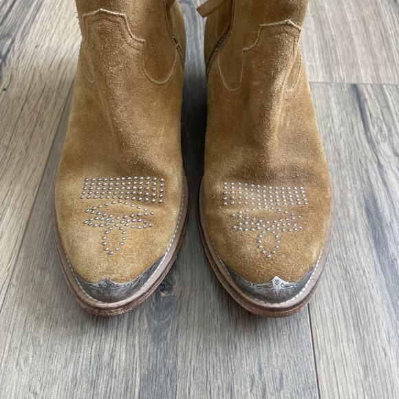 Golden Goose Suede Young Cowboy Ankle Boots Studded Side-Zip Block Heel Size 38 - Picture 2 of 9